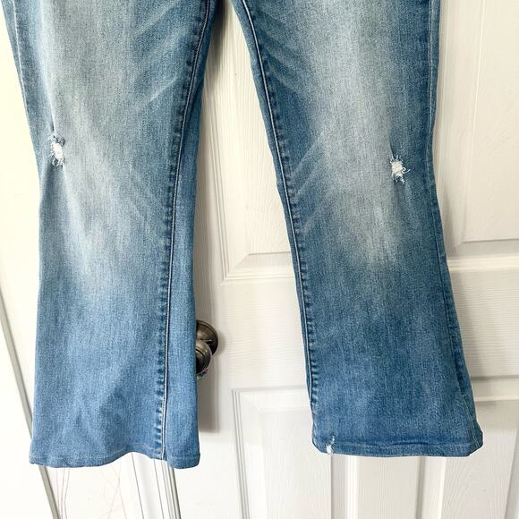 Vervet High Rise Distressed Flared Leg White Wash Denim Jeans Clean Hem 32 - Picture 14 of 15